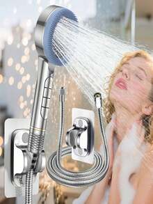 Prague Steel Shower Set, High Pressure Shower Head With Filter, 4 Spray Functions, Includes Flexible Hose Handheld Showerhead, ABS Bracket With Cleaning Sprayer, For Shower Use Only - Multicolor - View 12