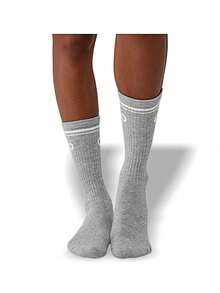 Alo Yoga 男女通用运动袜 吸汗透气保暖 装饰百搭纯色logo 弹性好 易洗速干 运动户外跑步瑜伽日常上学 男女通用灰色 A0357U-GREY - 灰色 - 查看 2