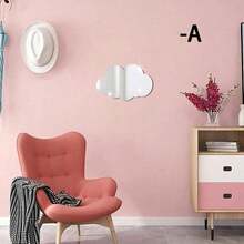 1pc Contemporary Cloud-Shaped Frameless Mirror, Horizontal Matte Surface, Polystyrene Material, Shatterproof High-Definition Mirror, Suitable For Desktop Decor, No Power Needed, Asymmetrical Floral Theme - 2mm - View 3