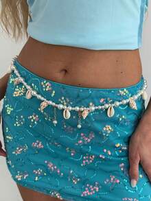 Dây đeo thân hình vỏ sò phong cách nghỉ hè với thắt lưng gợi cảm - Dây đeo thân hình giống ngọc trai - Dành cho nữ - Nhiều màu - Xem 2