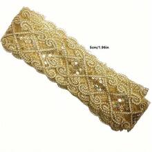1/5 Yard [Shiny Sequin Lace Trims] Shiny Gold/Silver Sequin Lace Edging, Suitable For DIY Decorating Clothing, Hats And Home Goods - Multicolor - View 3