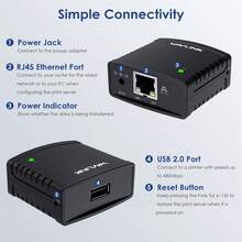 Servidor de impresión en red USB, adecuado para impresora USB, servidor de impresión compartida en red de área local, compatible con protocolo de impresión LPR, adaptador de servidor de impresión por computadora de 10/100Mbps, compatible con Windows, MacOS y sistemas superiores, sin necesidad de controlador - Tipo de Enchufe A USA (110-127V) - Ver 2