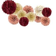 12 piezas, pompones de papel de seda rosa rústico para bodas, compromisos, guirnalda de papel con puntos, colgante de fondo para decoración neutral, decoración de cumpleaños, decoración de pared, decoración del hogar - Multicolor - Ver 3