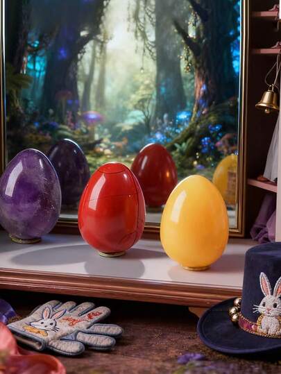 3pcs Egg Shaped Stones | Artificial Synthetic Faux Artificial Gemstone Spiritual Ornaments For Meditation And Chakra, Dual Use In Home Decoration, With Natural And Unique Egg Shaped Design