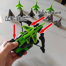 Kids Toy Airplane Hand Launcher, Outdoor Shooting Flying Toy For Boys Girls, Leisure Game Entertainment, Halloween Birthday Gift - Green - View 8