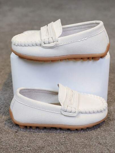 1 paire de mocassins pour enfants 2026, style britannique classique, chaussures en cuir souples à enfiler pour le port quotidien et l'école