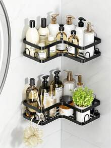 5pcs Bathroom Shelf Organizer Set, Wall Mounted & Countertop Storage Rack, Multifunctional No Drill Shelves For Toilet, Cosmetic, Bathroom Accessories - 5-piece Bathroom Shelf Set - View 5