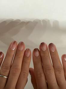 24pcs Short Square Elegant Fashion Red-Brown Tie Dye Glossy Acrylic Nails, Versatile For Dates, Parties, Spring/Summer, Autumn/Winter Daily Wear, Removable Press-On Nails Set With Jelly Gel And File Included, Random Jelly Gel Color - Rust Brown - View 5