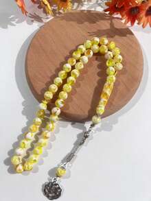 1串斑马纹穆斯林念珠，45颗，银色吊坠，便携式祈祷手链 - 彩色 - 查看 4