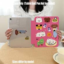 这款充满活力的粉色涂鸦风格画作，描绘了一个可爱的宠物家庭，搭配狗碗、运动鞋和爪印元素。手绘的毛茸茸笔触与醒目的洋红色对比背景相得益彰，生动活泼，充满治愈气息，洋溢着童趣。三折透明亚克力支架支持多角度观看和书写，并内置笔槽。 - 彩色 - 查看 9