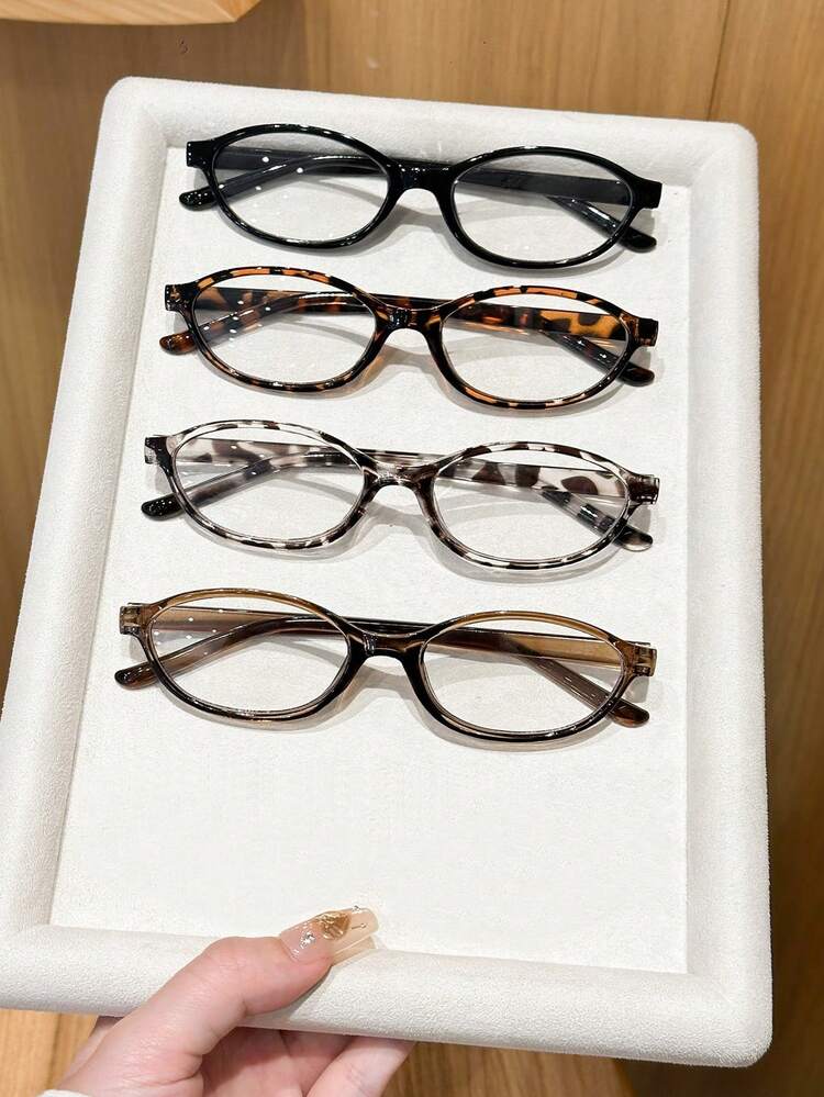 2-4副女士塑料椭圆形全框百搭优雅生活个性化优质简约透明眼镜，适合日常生活、阅读、街头摄影、返校、看电视、玩游戏、外出等场合，是理想的配饰。 - 彩色 - 查看 9