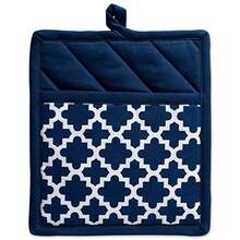 DII Cotton Lattice Oven Mitt 13 x 7" and Pot Holder 9 x 8" Kitchen Gift Set Machine Washable and Heat Resistant for Cooking and Baking-Nautical Blue - Azul Náutico - Ver 2