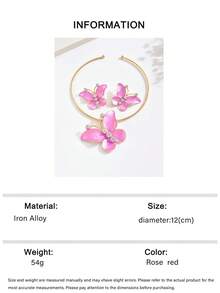 1 Set Isi 3 Buah Kalung, Choker, dan Anting Kupu-kupu 3D Modis yang Berlebihan, Unik dan Personal, Choker Mewah Berbalut Logam, Anting dan Kalung Kupu-kupu Berlian Imitasi Berwarna-warni, Cocok untuk Pakaian Sehari-hari, Liburan, dan Pesta Wanita - Hot Pink - View 7