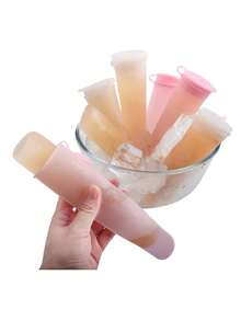 Molde de silicona para hacer cubitos de hielo con tapa, molde para polos, soporte de silicona casero para helados/paletas - Multicolor - Ver 5