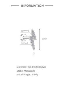 EleRunis 1PC 0.1ct Moissanite Diamond 925 Sterling Silver Lightning 18K Gold Plated Flat Back Cartilage Helix Threaded Piercing Fine Jewelry For Daily Wear Wedding Party Engagement Anniversary Valentine's Day - Silver - View 7