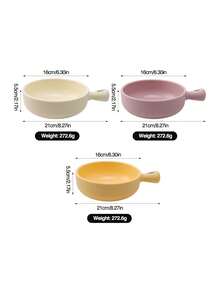 1 bol de copt din silicon cu mâner, bol multifuncțional pentru fulgi de ovăz, salată de fructe, friteuză cu aer, cuptor, mașină de spălat vase, stivuibil, bol mic și drăguț pentru o singură persoană, stil Ins - Multicolor - Vizualizare 3