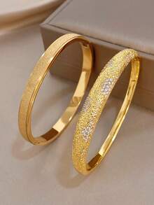 Unique Frosted Bangle Bracelet Sets For Women Dainty Golden Thin Bangle Bracelet For Daily Party Wedding Music Festival Valentine Christmas Mother Day Jewelry Gifts - Multicolor - View 2