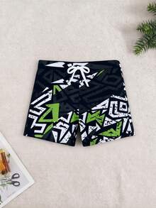 Men's Fashion Printed Pattern Drawstring Swim Trunks - Geometric Drawstring Swimming Shorts, Suitable For Summer Beach Vacation And Pool Entertainment - Multicolor - View 7