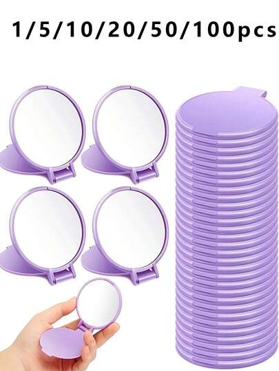 1/5/10/50/100 piezas Espejos de mano pequeños, espejos de maquillaje portátiles, esenciales de viaje, espejos cosméticos para dormitorio de estudiantes