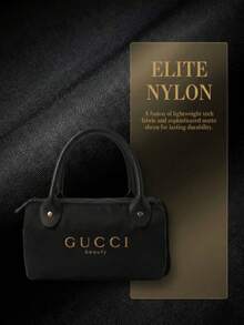 Gucci 1PC Top Handle Mini Black Nylon Barrel Bag - Luxury Minimalist Style, Logo Print Detail, Cylindrical Shape, Versatile Handbag For Daily Use & Travel - Black - View 8