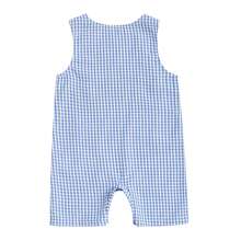 4th Of July Baby Clothes Newborn Girl Boy Smocked Bubble Romper Flag Plaid Overalls Infant First 4th Of July Outfit, My First 4th Of July Baby Boy Outfit, Baby Boy Girl  4th Of July Outfit - 藍色格子 - 查看 7