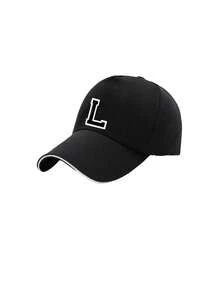 1pc A-Z Letter Kids Baseball Cap, 3-16Y Adjustable Breathable Sun Hat, Casual Black Cap With White Trim For Boys & Girls, Daily & Outdoor Activities - Black - View 9