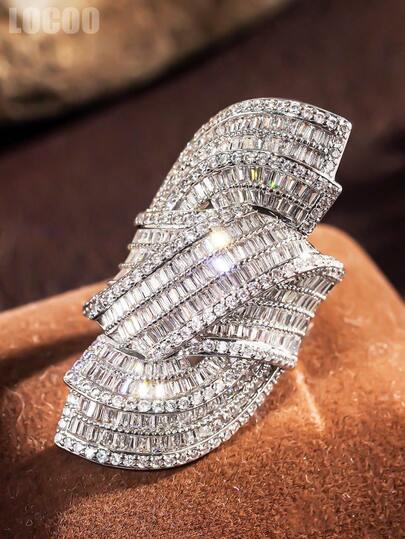 1 chiếc nhẫn Cubic Zirconia lãng mạn dành cho nữ, thích hợp làm quà tặng đám cưới, lễ đính hôn, kỷ niệm, tiệc tùng hoặc quà Valentine.