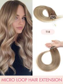 Human Hair Microlink Hair Extensions Microbead Human Hair Extensions Real Human Hair Micro Beads Fish Line Extensions Seamless Loop Hand Tied Hair Micro Loop Blonde Hair Extensions Bleach Blonde Cold Fusion Extensions For Daily - Multicolor - View 14