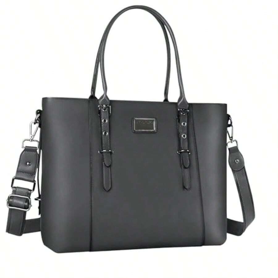 MOSISO PU Cuero para Portátil Tote Bolso para Mujer 17-17.3 Pulgadas Gris - 17.3 Pulgadas - Ver 1