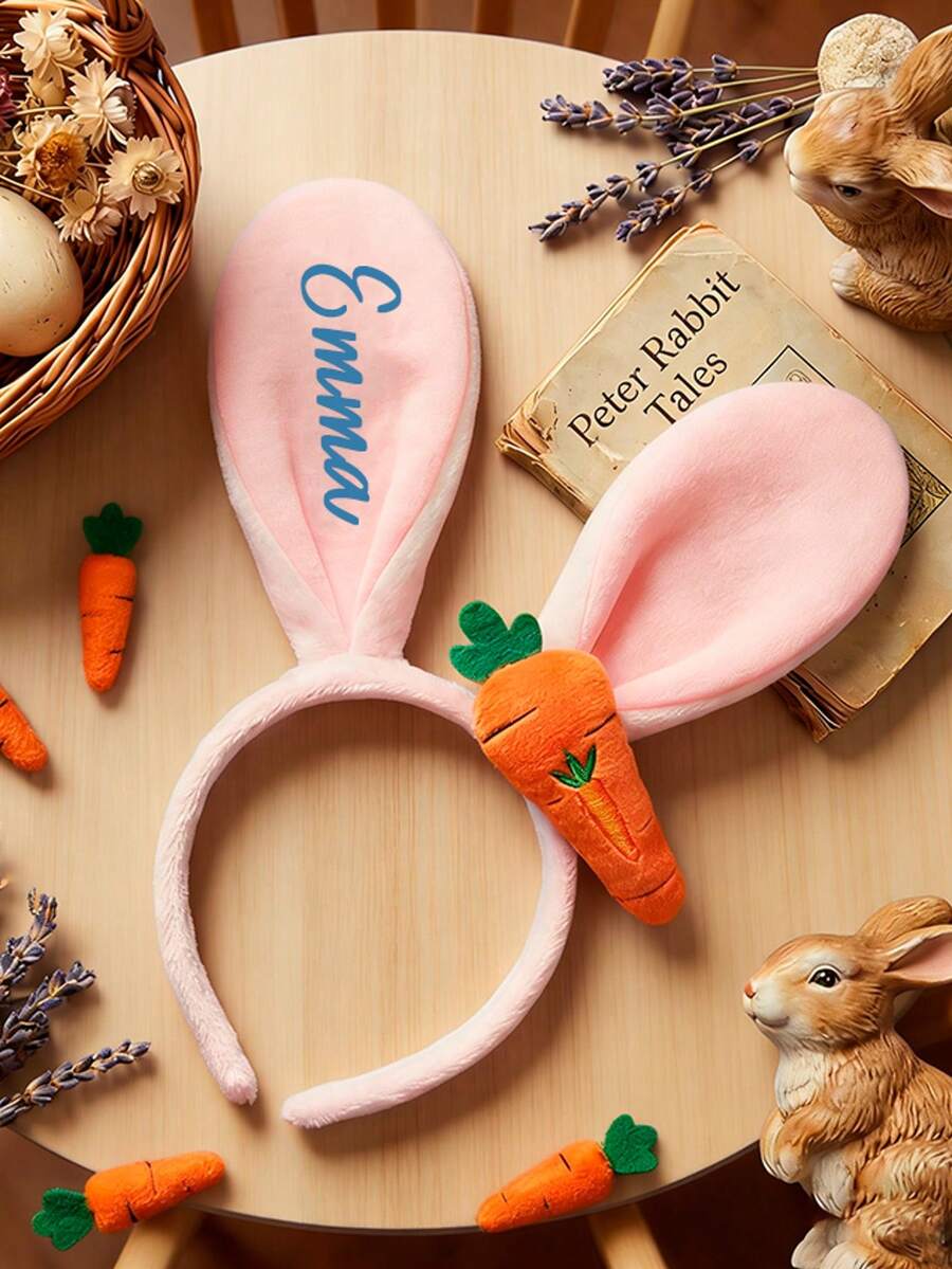 1 chiếc băng đô tai thỏ hình củ cà rốt tùy chỉnh, quà tặng giỏ quà Phục Sinh tùy chỉnh, quà tặng Phục Sinh đầu tiên năm 2026, phong cách độc đáo - Nhiều màu - Xem 1