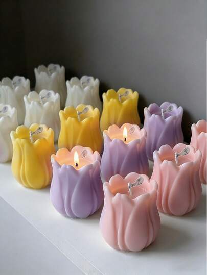 Nến hình hoa tulip cỡ lớn: Trang trí nhà cửa & phòng ngủ, giúp ngủ ngon và thư giãn, quà tặng cho bạn gái, Ngày của Mẹ, nến thủ công chất lượng cao cho đám cưới, sinh nhật, đạo cụ chụp ảnh, hương thơm lâu dài, 4 mùi hương: Vani, Xô thơm, Shangri-La, Hoa lan.
