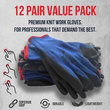 24PCS/12PCS PU Garden Work Gloves , Coated Nylon Gloves For Men And Women, Anti-Slip Grip, Durable, Lightweight, Ideal For Construction, Warehouse, Gardening, Repair, Anti-Slip Durable Protective Gloves For Construction, Industrial, Garden Yard And General Tasks, Garden Decorations Outside, Home Decor Items, Tools, Camping, Gardening Unisex Gloves Blue - Màu xanh lam - Xem 1