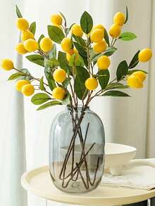 1/3/6PCS Artificial Lemon Branches With Green Leaves, 27.1'' Artificial Plant With 6 Bright Yellow Lemon Fruits, No Maintenance Artificial Flower For DIY Wedding Party Garden Home Decoration, Indoor Outdoor Spring Summer Decor, Modern Nordic Style - Multicolor - View 8