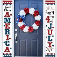 1 Pair, Polyester Independence Day Porch Couplet Decorative Flag, 180cm * 30cm/70.8 Inches * 11.8 Inches, Patriotic July 4th Porch Hanging Decorative Couplet Flag, Celebrating Independence Day Home Party Decoration. - 聚酯纖維 - 查看 5