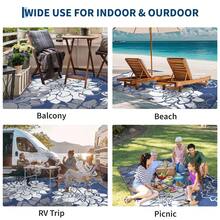 Hodeffior Outdoor Plastic Straw Rug 270x360cm Waterproof Reversible Floral Pattern Patio Carpet, Foldable Portable Outdoor Rug With Bag And 4 Stakes, UV Resistant Area Mat For Deck, Balcony, Camping, Picnic, RV - Dark Blue - View 4