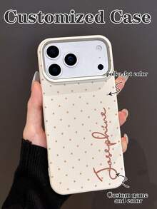 Customized Minimalist Classic Polka Dot Handwritten Signature Short Phrase Phone Case, Customizable Color And Texture, Suitable For IPhone 11 12 13 14 15 16 17 Pro Max - Multicolor - View 3