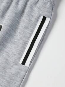 1pc Casual Street Style Chicago 23 Print Drawstring Waist Shorts For Teenage Boys - Light Grey - View 5