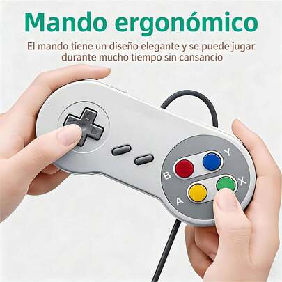 Consola de Juegos Retro para 2 Jugadores | Salida HD a TV | Cableada | Clásica SFC