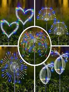 1pc LED Multi-Color Solar Ground Stake Fireworks Dandelion String Lights 90/150/200 LED Solar String Lights Outdoor Waterproof Yard Garden Christmas Wedding Holiday Party Decoration Lights - 單支裝 - 查看 5