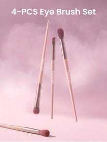 COLORKEY 4件套合成纤维眼部化妆刷套装，带收纳袋，包含晕染刷、眼影刷、斜角刷，适合Y2K/90年代妆容、生日、节日派对、春夏妆容，是各种庆祝活动的必备单品。 - 粉色 - 查看 4