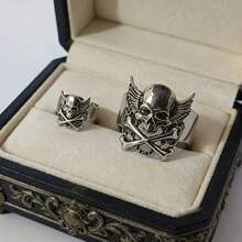 Women's New Retro Punk Open Bangle Bracelet & Ring Set - Skeleton - View 3