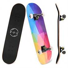 EOYIZW Skateboard Skate Board Skateboards for Beginners Adults 31 Inch 9 Layer Canadian Maple Standard Skateboards for Teens Double Kick Concave Complete Skateboard Patinetas - Arcoíris de colores. - Ver 1