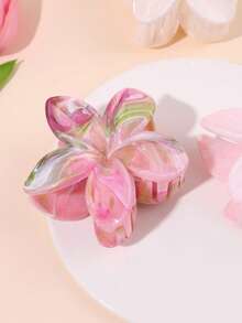 3pcs/Set Spring & Summer Boho Sweet Gradient Pastel Pink Daisy Flower Marble Pattern Hair Claws, Chic & Natural For Beach Hair Accessories Flower Hair Clips, School Stuff, College Fashion Hair Claw Clips Autumn Accessories Fall Winter For Vacation Outfits Woman,Holiday,Travel - Multicolor - View 6