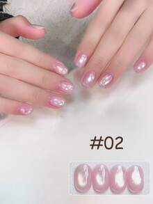 12毫升春夏美甲冰透明清爽美白超亮高密度粉蓝玻璃珠猫眼凝胶指甲油四季流行美甲沙龙套装美甲用品 - 彩色 - 查看 6