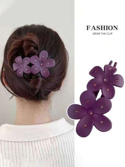 1pc Women Matte Flower Hair Clip Alligator Hair Clip Barrette Hair Accessory, Solid Color