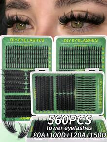 6 IN 1 Lash Clusters 560/280/260PCS 100D/120D/150D/200D Long 10-18mm Lash Spikes Eyelash Clusters Volume Individual Lashes DIY Spiky Lash Extension Manga Cluster Eyelash Extensions Mink Strips Lashes Thick Lash Clusters, Eyelash Clusters, Individual Eyelashes, Lashes, Fake Lashes - D - 查看 2