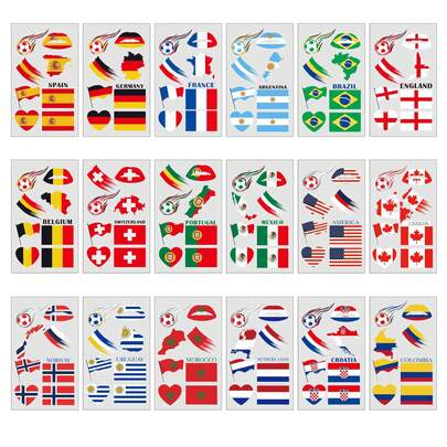 10pcs Flag Stickers, Cheerleader Temporary Tattoos, Waterproof Tattoo Stickers, Sports Event Stickers For Football Club Parties And Activities, Suitable For Football Fans And Cheerleaders