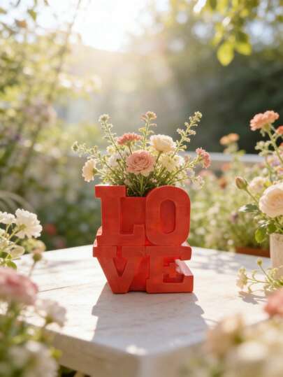 1pc Heart-Shaped Planter, Cute Heart Symbol Succulent Pot, Valentine's Day Gift, Indoor Decor, Bedside Placement, Nordic Style Adorable Potted Succulent/Cactus, Desktop Pen Holder Storage Organizer