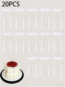 1/10/20pcs White Bow Shaped Cake Decorations, Suitable For Cakes, Cupcakes, Baby Showers, Birthdays, Weddings, Valentine's Day, Christmas, Graduations And More - Multicolor - View 7