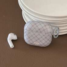 菱形图案灰蓝色菱形+圆圈 Pro 3/2、4/3/2 耳机保护套，时尚女士/简约耳机保护套，苹果耳机保护套/男士保护套 - 霧霾藍 - 查看 4